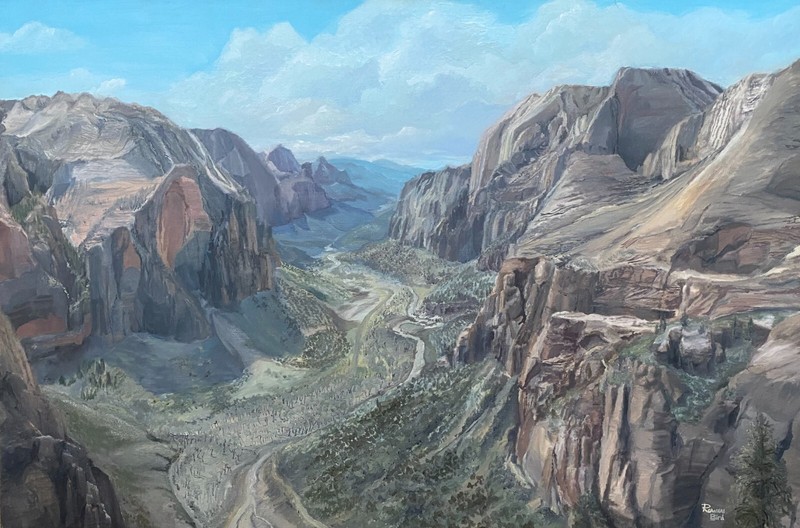 Angel’s Landing Zion National Park Original Oil Painting 24″x36″
