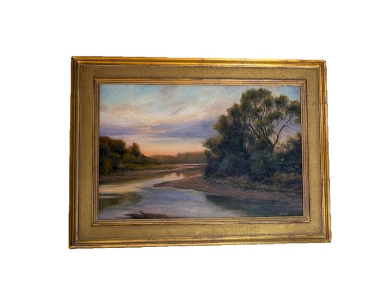 Oil Painting Montana Or Wyoming Landscape By Dennis Boyd Big Sky River Stream
