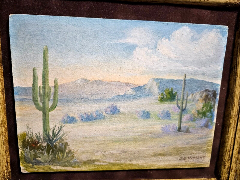 PRETTY O/B LANDSCAPE PAINTING CALIFORNIA OR ARIZONA J E WRIGHT GREAT COLORS!!