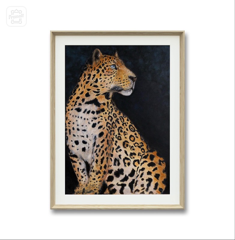 Original Blue Eyed Leopard Painting Acrylic On Canvas 24×30 Inches Unframed