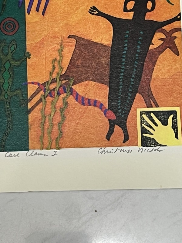 Contemporary Southwest Art Signed Native Folk Art Christine Nichols Lithograph gallery