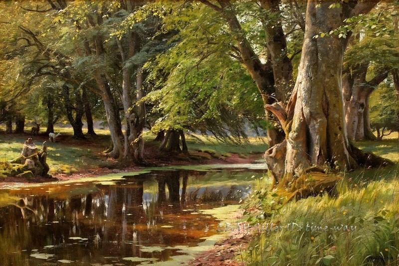 Forest Creek Landscape Oil painting Wall Art Giclee Printed on canvas P750