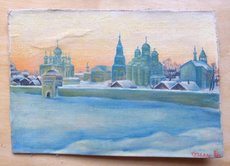 2 Original Russian paintings Suzdal/Суздаль; Kostroma/Кострома c. 1990 Unframed gallery