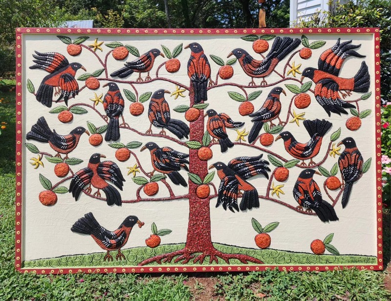 Danette Sperry Southern Primitive Folk Art Orioles Painting "Tree Of Life" gallery