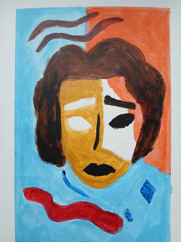 Abstract/Expressionism 11 x 14 Orange Woman Colorful Street Art Face Painting