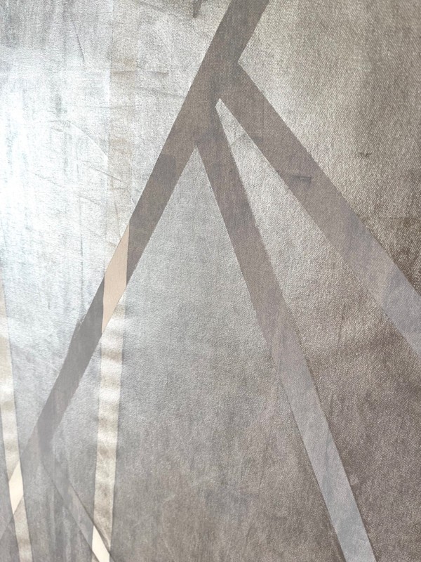 Minimalist Geometric Original Painting Acrylic On Canvas Silver / Grey Unframed gallery