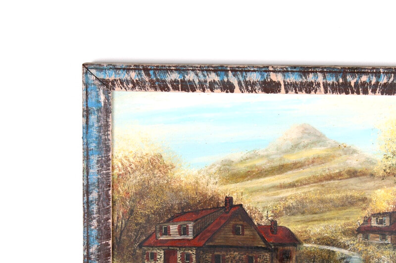 Vintage Homestead Oil Painting On Masonite Joseph Charles Frumes 1983 gallery