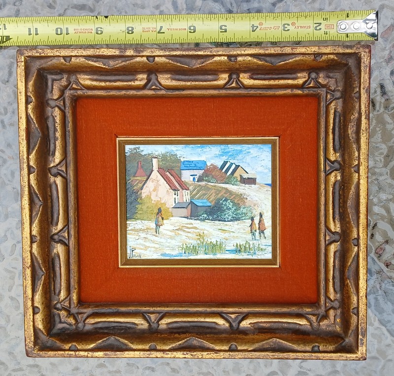 Vintage Original Oil Painting On Board Signed J. PASCIN Framed Farm Landscape