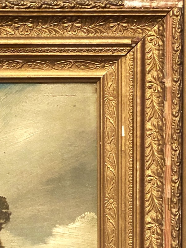 William Day (British), Antq. Late 18th C. O/B European River Landscape, Signed! gallery