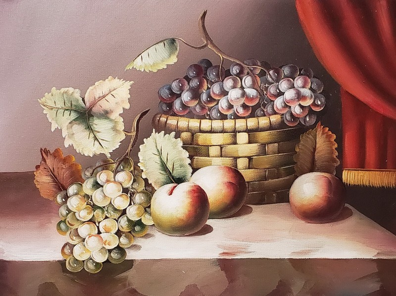 Fruit Still Life, #FSL2H-5, 12×16, 100% Hand painted Oil Painting on Canvas,