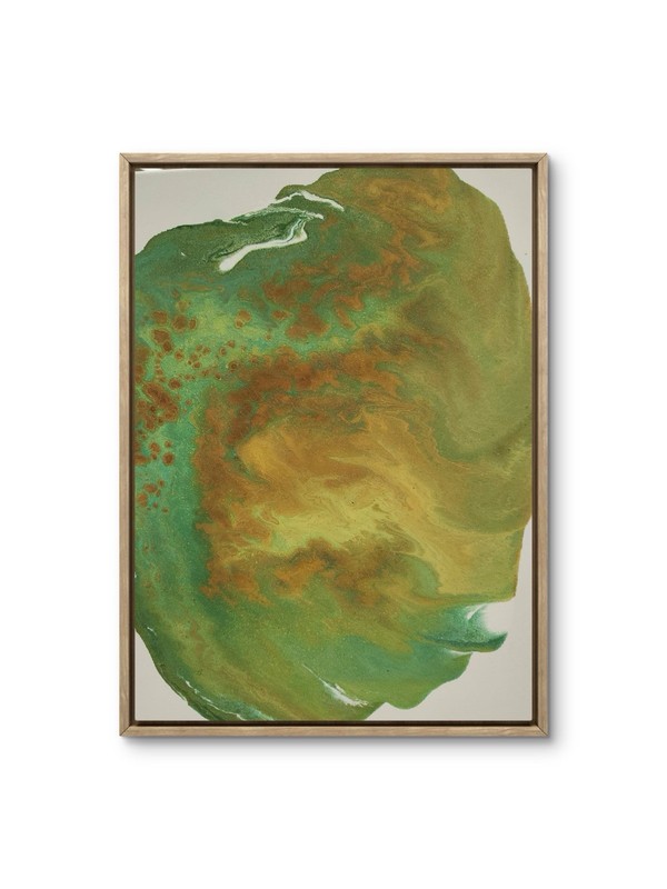 Abstract Green Gold Acrylic Pour Modern Unique Canvas Textured 11X14