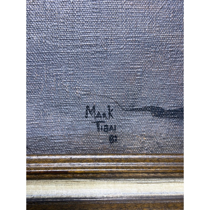 1981 Mark Tibai Barn Interior with Milk Can & an Owl Original Vintage Painting gallery