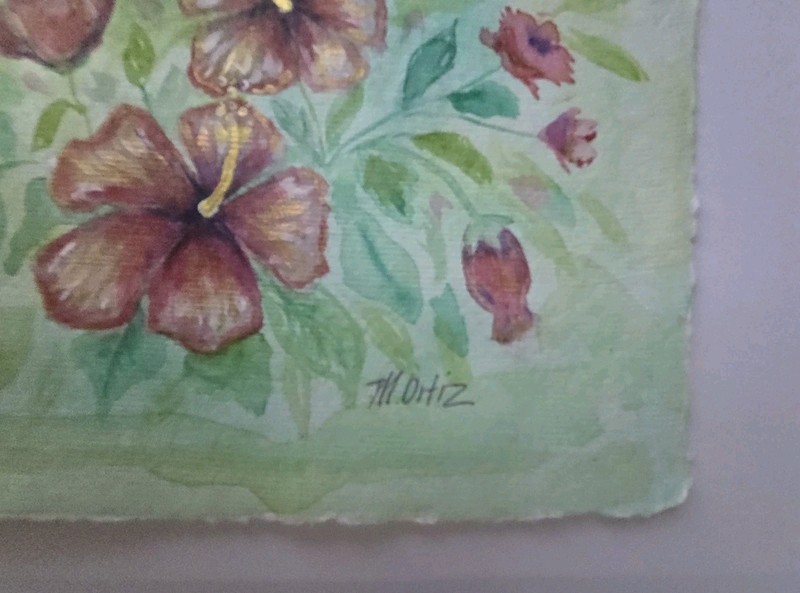 Puerto Rico Flor De MAGA, watercolor. Original Art By M. Ortiz gallery