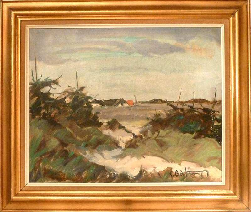 KNUD BOSTRUP! LANDSCAPE WITH FARMHOUSE FROM THE DANISH WESTCOAST