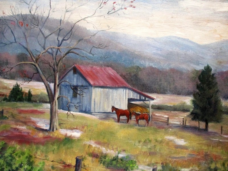 MQ889 Stretched Canvas Frame/Unframed Handmade Horse Landscape Oil Painting Art gallery