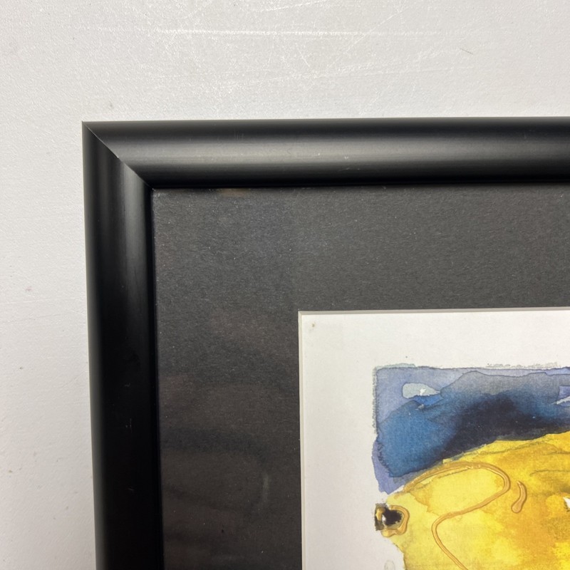 Watercolor lemons signed black 9x11 frame & matting, whimsical 5x7 painting gallery