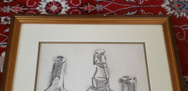 Three Bottles charcoal on paper painting gallery