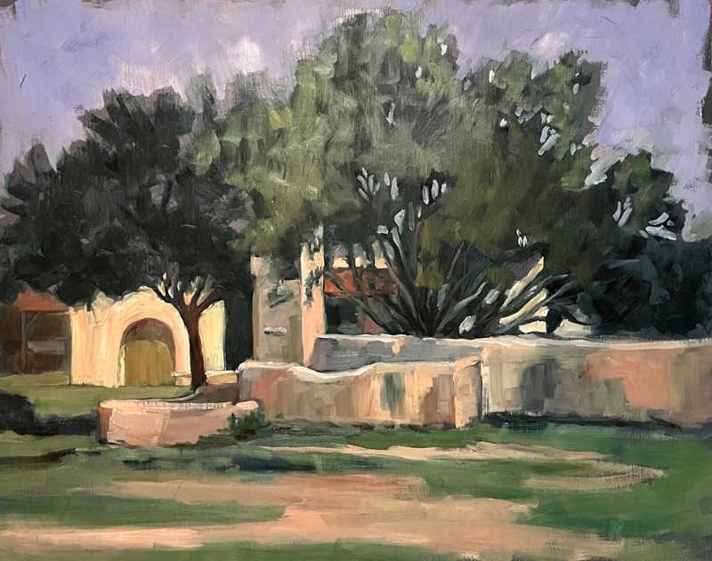 Original Oil «Walled Villa» by Marian Francis Oakes 1927-2016