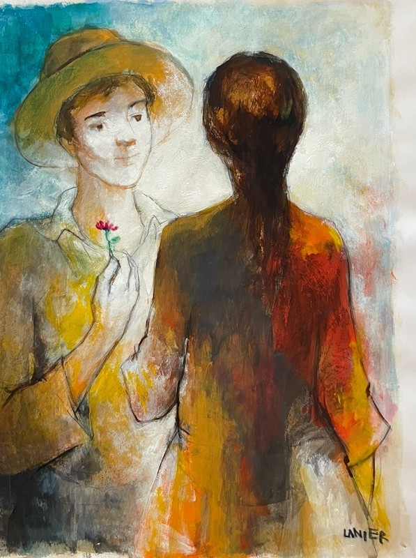 CHARLES LANIER Signed Oil Painting Falling In Love gallery