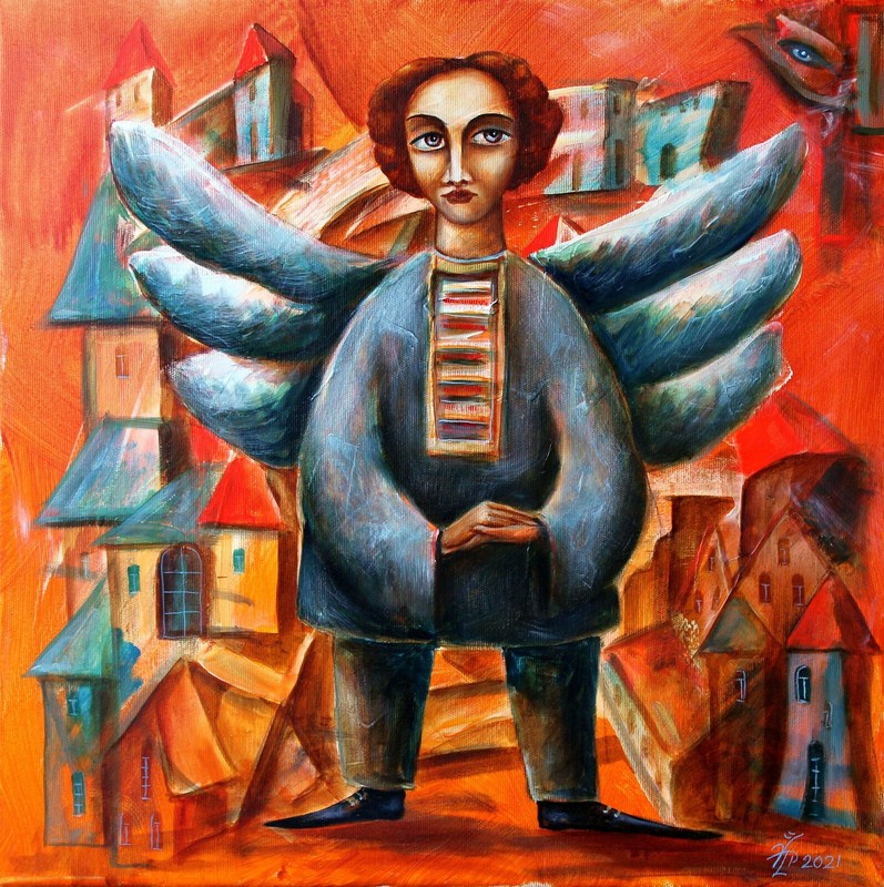 ORIGINAL OIL PAINTING canvas CONTEMPORARY abstract ART by V. Pronkin 2021 Angel