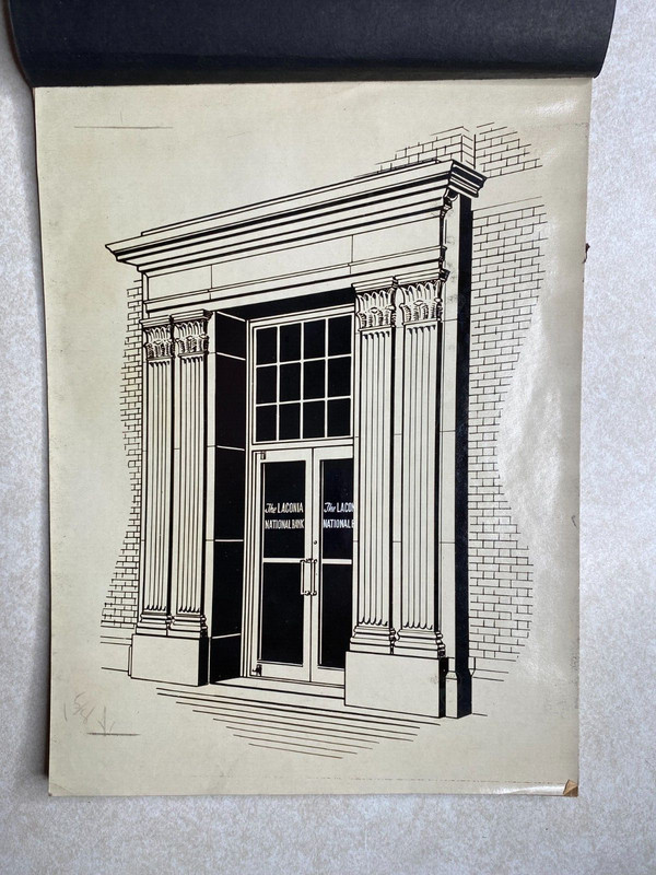 Original Concept Art Rendering Laconia National Bank Doorway NH AL33