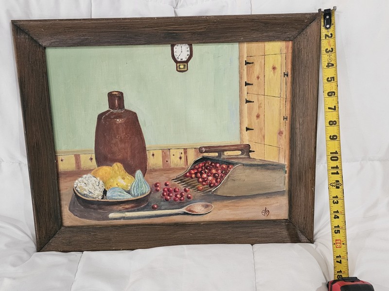 Vintage Signed Still Life Oil Painting Kitchen 1958 Western Art Roy Mason gallery