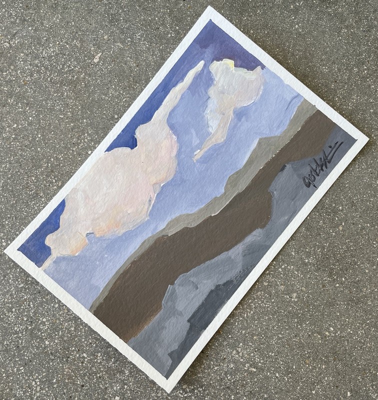 Original Acrylic Landscape Painting on Watercolor Paper Signed Contemporary Art gallery