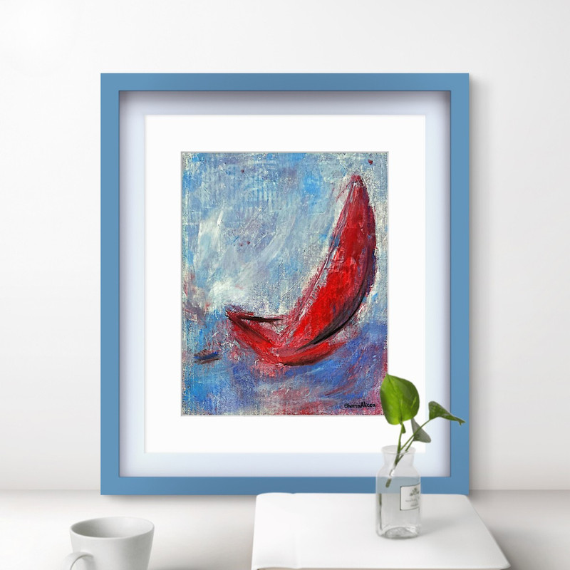 Original Abstract Expressionist 14x11 Acrylic Painting - Hot Chili Sailing gallery