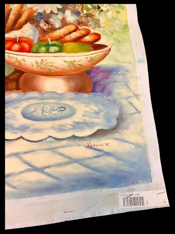 Artistic Impressions Canvas Oil Painting by Renwick Picnic Food Wine 24 X 20 gallery