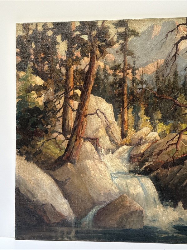 Antique Impressionist Painting Landscape Yosemite Mountains California Large Oil gallery