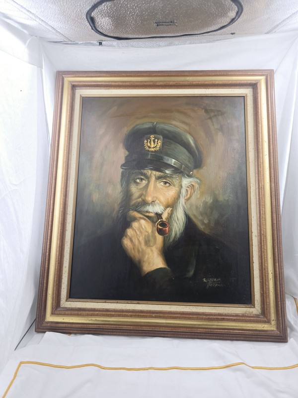 William Hoffman Ship’s Captain Original Oil Painting 31×26″ Listed Artist
