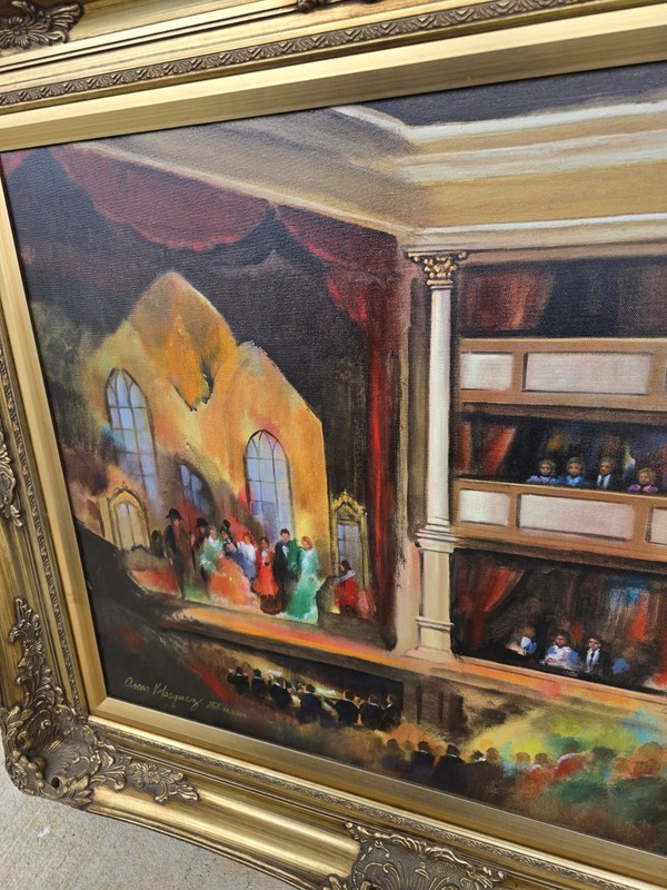 Rare Original Oscar Velasquez Framed Painting Abbeville SC Opera House gallery