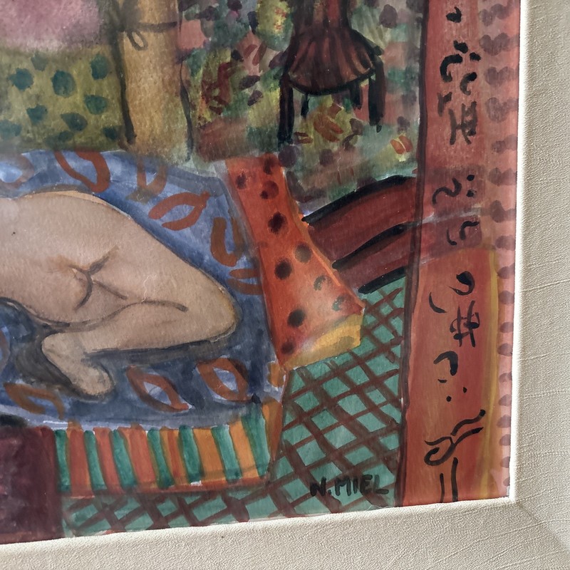 Original Natalie Miel Impressionist Watercolor Painting Signed Framed French gallery