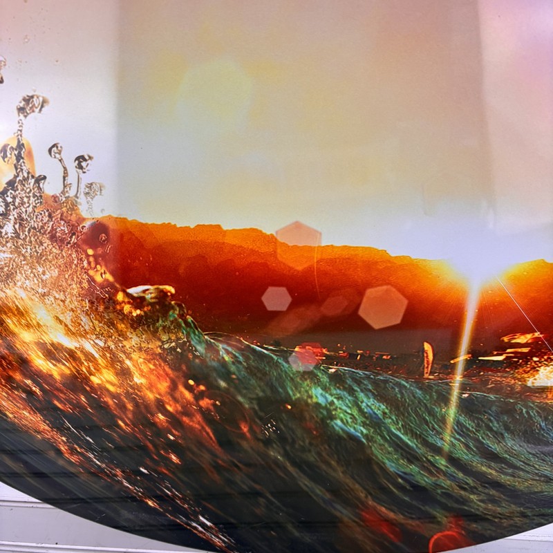 Ocean Wave Sunset Circular Metal Wall Art 38" Vibrant Coastal Seascape Decor gallery
