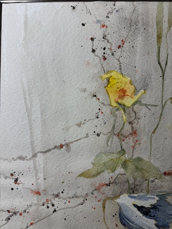 Ineke Van Werkhoven (1929-2020) "Floral Scene" Watercolor Painting - Framed gallery