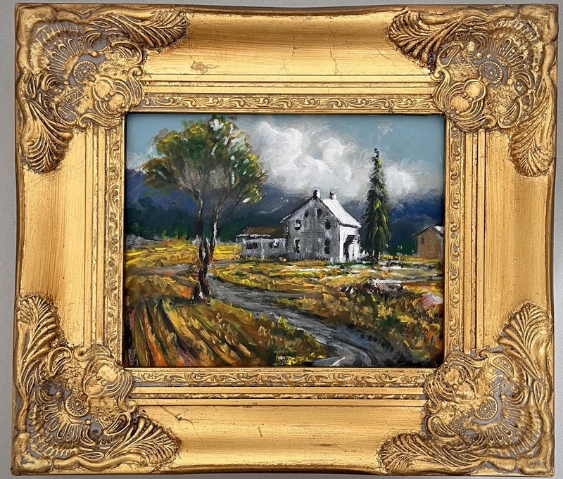 Plein Air Oil Painting Blue Ridge Mountains Original Landscape Gold Ornate Frame