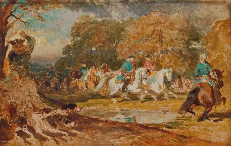 stunning oil painting handpainted on canvas-Hunting during the reign of Louis XV
