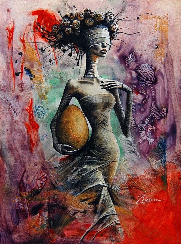 Original Acrylic Art Surreal Woman Figurative Fantasy Modern Fantasy Painting A5