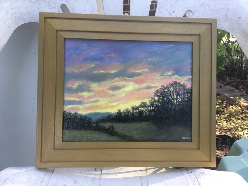 COUNTRY NIGHTFALL - original framed 8X10 oil landscape painting by K. McDermott gallery