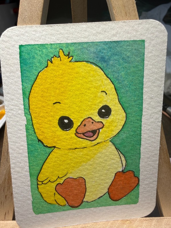 ACEO Handmade Original OOAK Signed (Not a Print) «Ducky» Baby Duck