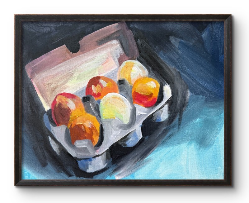 GOLDEN EGGS CARTON 14×11 KITCHEN FOOD ART COLLECTIBLE INTERIOR DESIGN