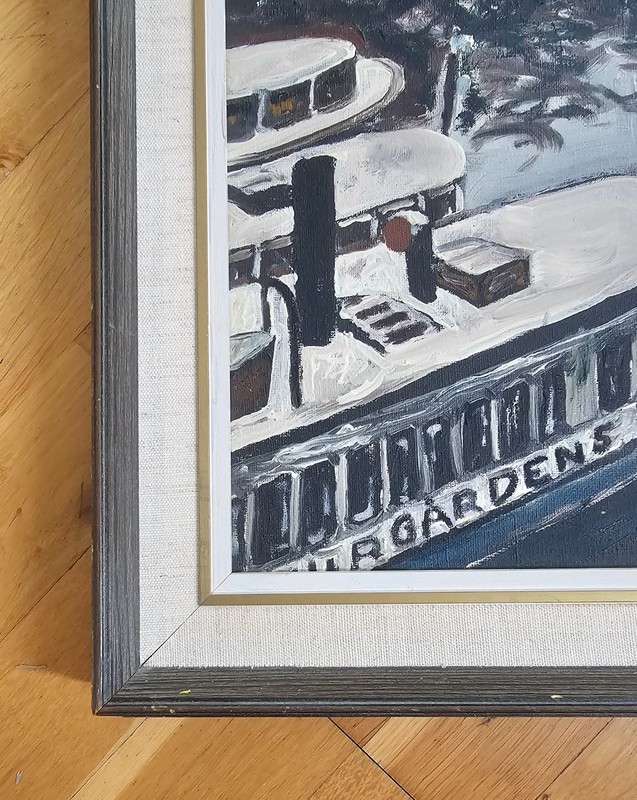 ORIGINAL SWEDISH HARBOUR WINTER SCENE OIL PAINTING STOCKHOLM DJURGÅRDEN SIGNED gallery