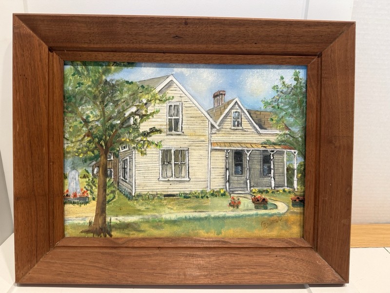 Vintage House Landscape Original Watercolor Painting Signed Wooden Framed gallery