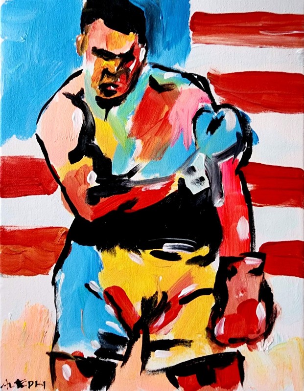 Aleph Original Muhammad Ali Canvas Neo Expressionist Fine Art Decor 11x14 gallery
