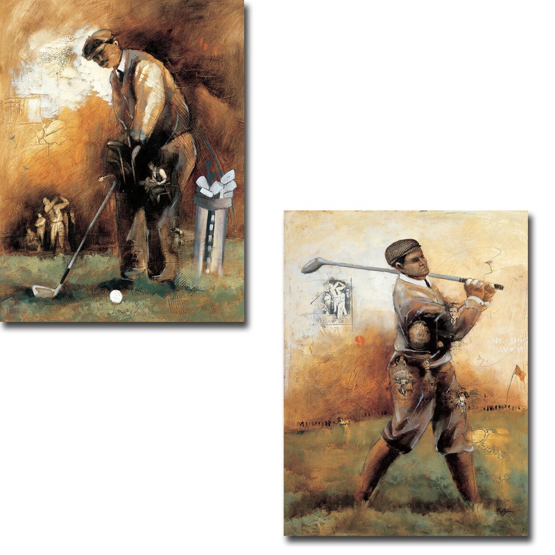 At the Tee & Birdie by Roya Azim 2-pc Canvas Giclee Art Set (16 in x 12 in Each)