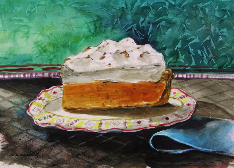 ORIGINAL Sweet PIE WATERCOLOR Painting JMW John Williams Expressionism