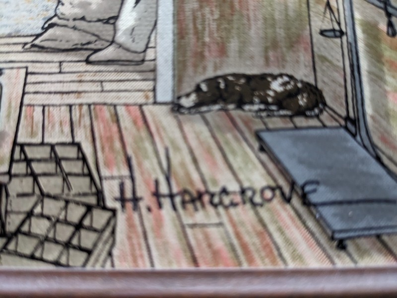 H. HARGROVE Serigraph CANVAS *General Store" SIGNED Certified Label gallery
