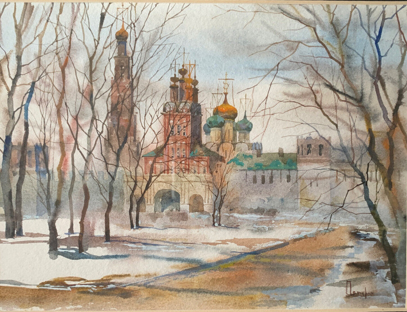 Mikhail Petrov Original Painting Russian Artist Moscow Landscape Art Cathedral