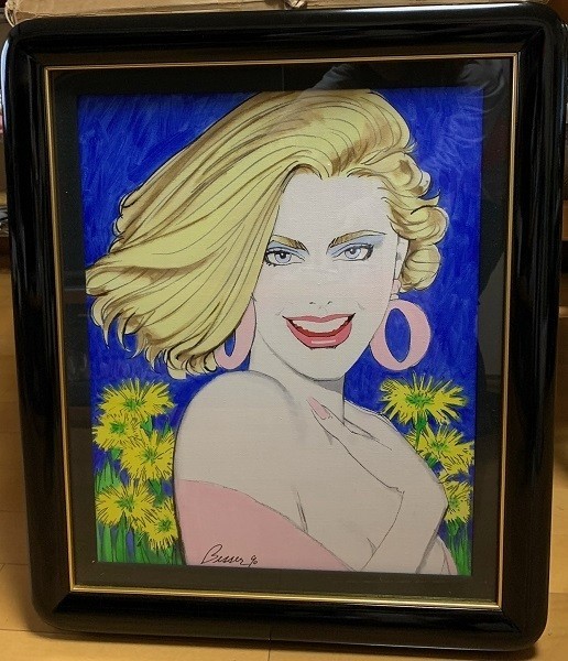 Roy Besser «Beautiful» 1990 Acrylic on Canvas Blonde Woman Pop Art Framed