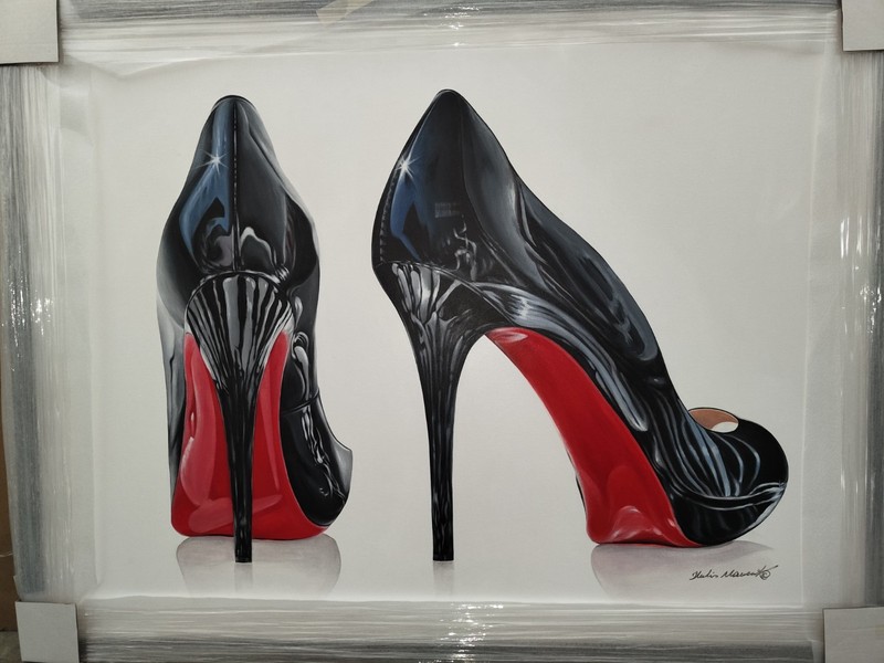 Hulis Mavruk “Red Bottoms” Original Oil Painting 36×48 Large Louboutin Heels